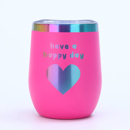 50Pack 12oz Rainbow Plated Wine Tumbles Double Wall Insulated Cups for Laser Engraving Best Gifts for Mother's Day