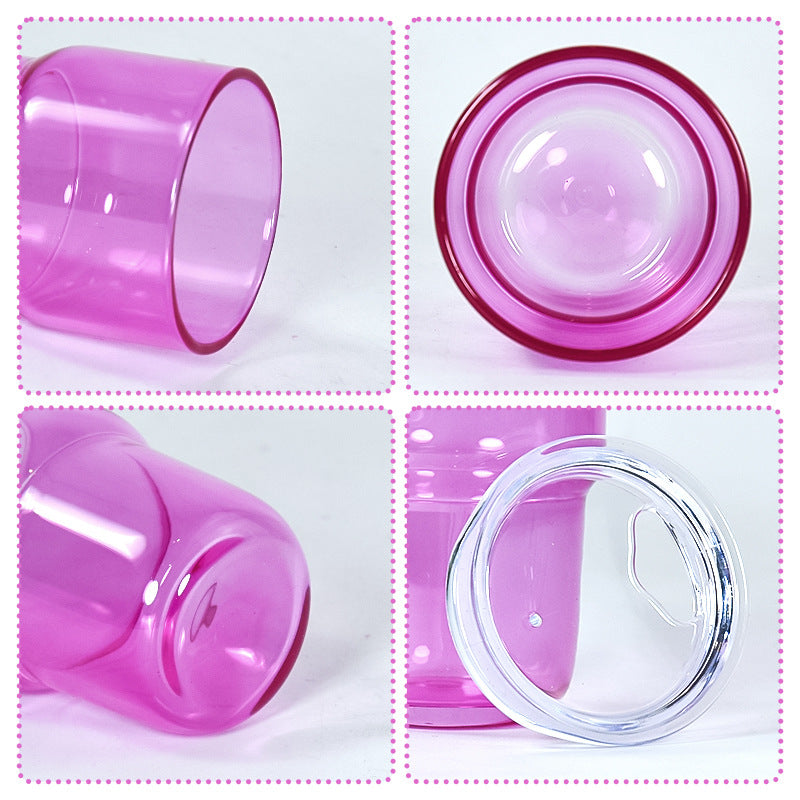 50Pack China Warehouse 3oz Mini Cute Jelly Color Sublimation Glass Can with Lids and Straw Ship By Air