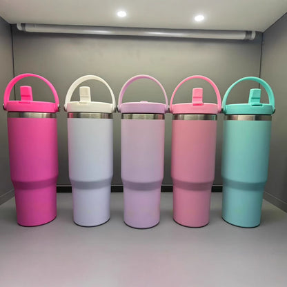 30oz Matt Macaron Color Blank Sublimation Flip Straw Water Bottles With New Lids 25 Pack China Warehouse