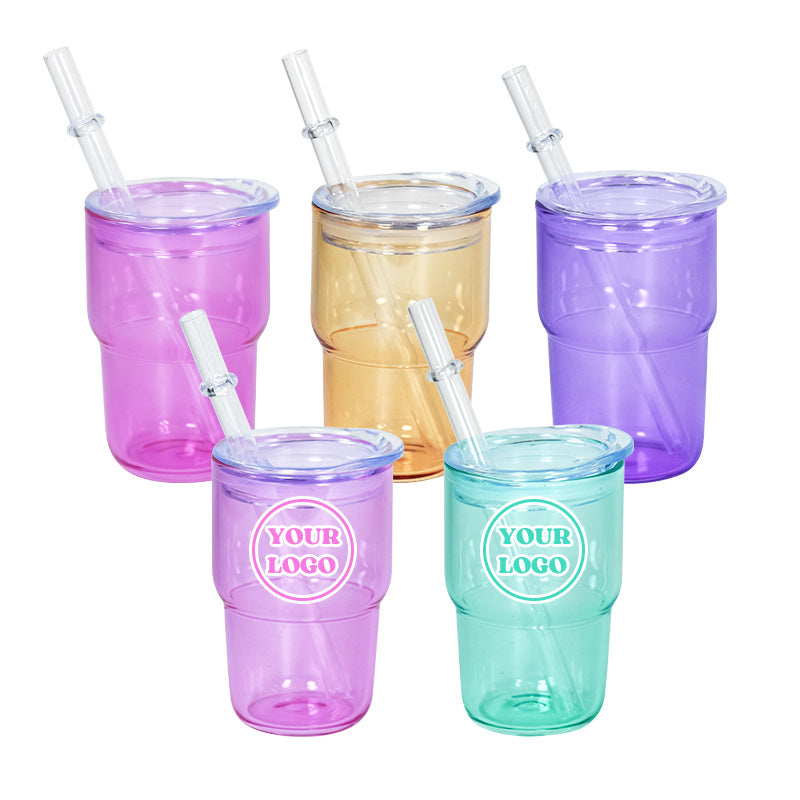 50Pack China Warehouse 3oz Mini Cute Jelly Color Sublimation Glass Can with Lids and Straw Ship By Air