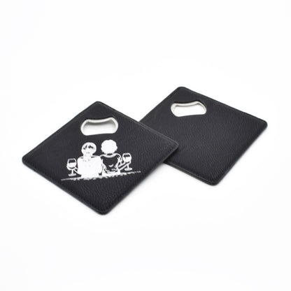 Leatherette Coaster Bottler Opener Engravable Engraved Square Leather Coaster Bottle Opener 50Pack