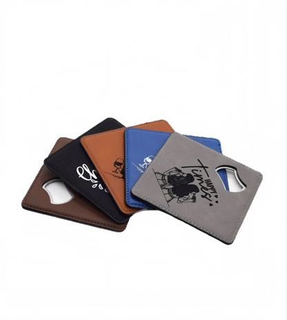 Leatherette Coaster Bottler Opener Engravable Engraved Square Leather Coaster Bottle Opener 50Pack