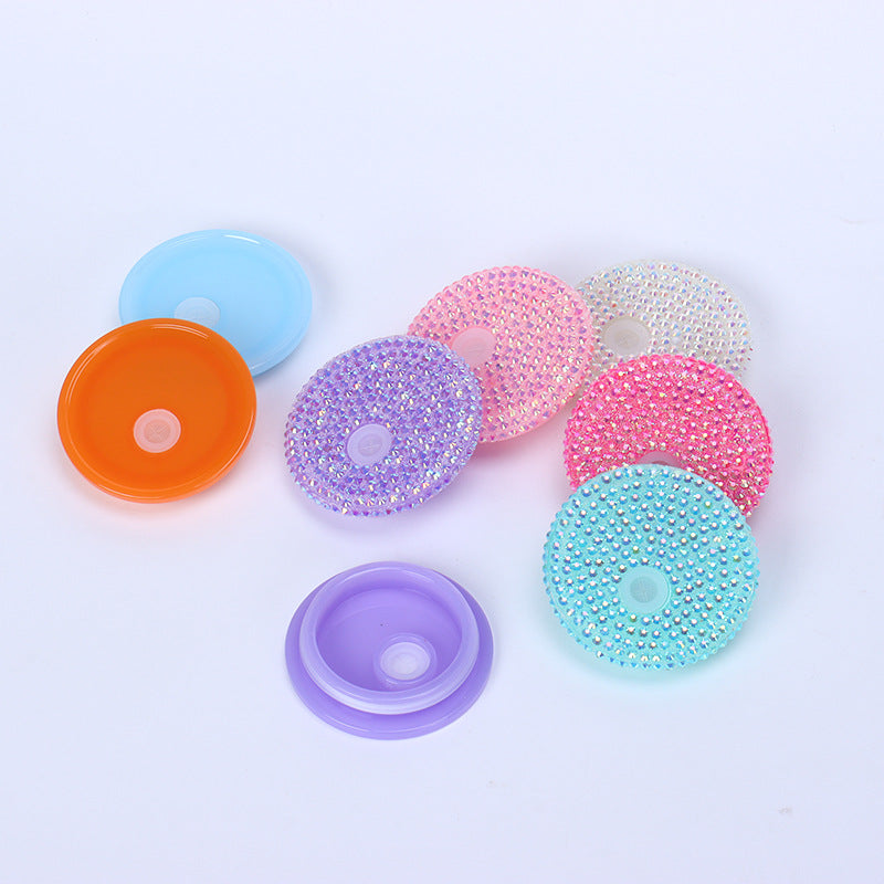 50Pack 100Pack Many Colors 16oz Plastic Lids Bling Rhinestone Lids and Silicone Lids Cover for 16oz Glass Can