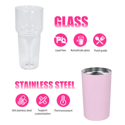 20Pack China Warehouse 2 in one Split Cups 25oz Glass Cups for UV DTF Wrpas 15oz Stainless Steel Tumblers for Laser Engraving