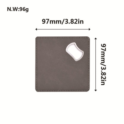 Leatherette Coaster Bottler Opener Engravable Engraved Square Leather Coaster Bottle Opener 50Pack