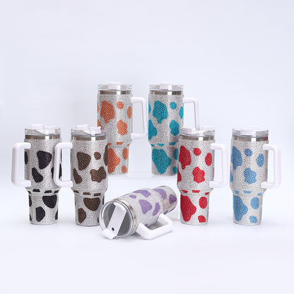 20Pack China Warehouse 40oz Cow Rhinestone Bling Tumblers 40oz Travel Mugs with Handle