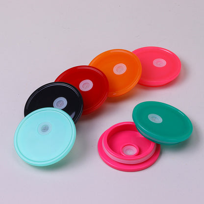 50Pack 100Pack Many Colors 16oz Plastic Lids Bling Rhinestone Lids and Silicone Lids Cover for 16oz Glass Can