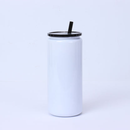 25Pack USA Warehouse 16oz Blank Sublimation White Color Stianless Steel Can Tumblers with Colorful Lids