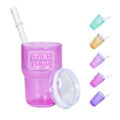 50Pack China Warehouse 3oz Mini Cute Jelly Color Sublimation Glass Can with Lids and Straw Ship By Air