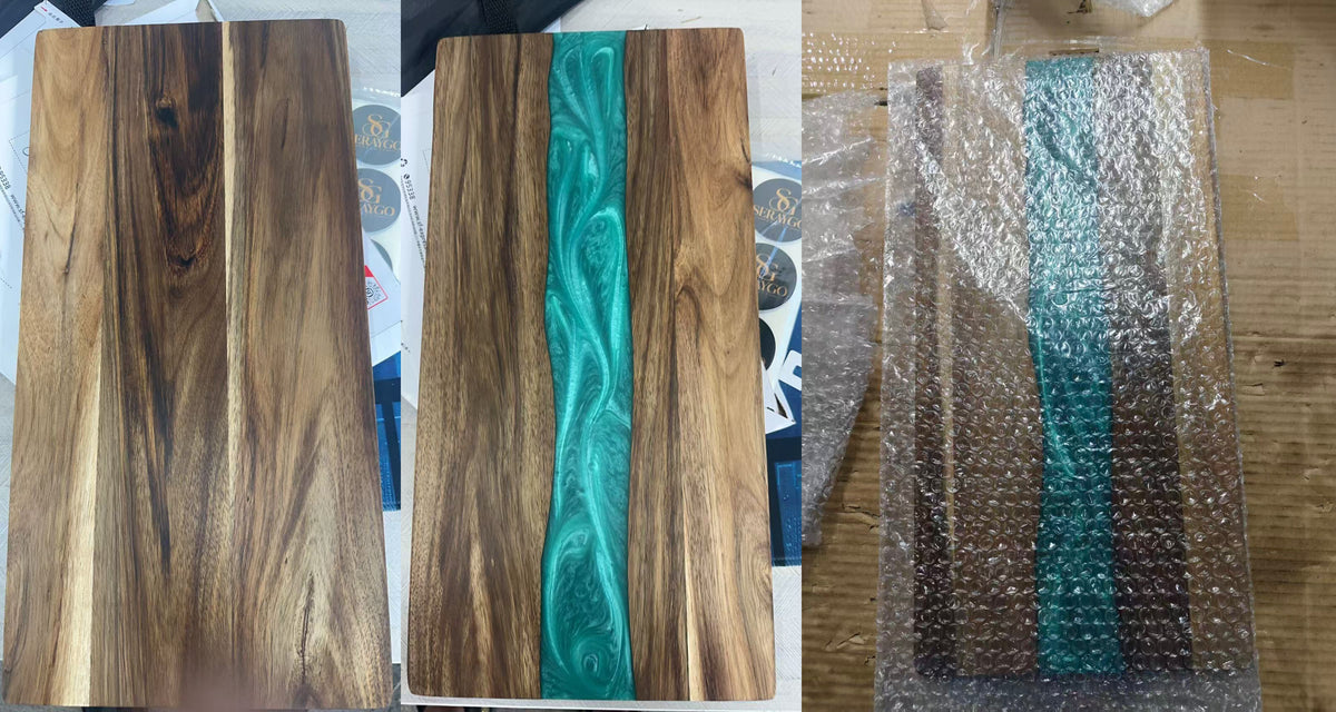 30 Pcs Wood River Epoxy Charcuterie Board Custom Resin Cutting Board Suitable for Laser Engraving China Warehouse