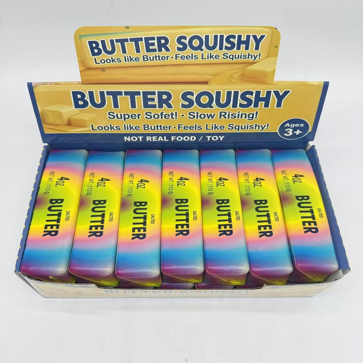 72 Pack Flour-filled TPR Butter Squishy Stress Relief Fidget Toy with PVC Gift Box Yellow Pink Halloween Style China Warehouse