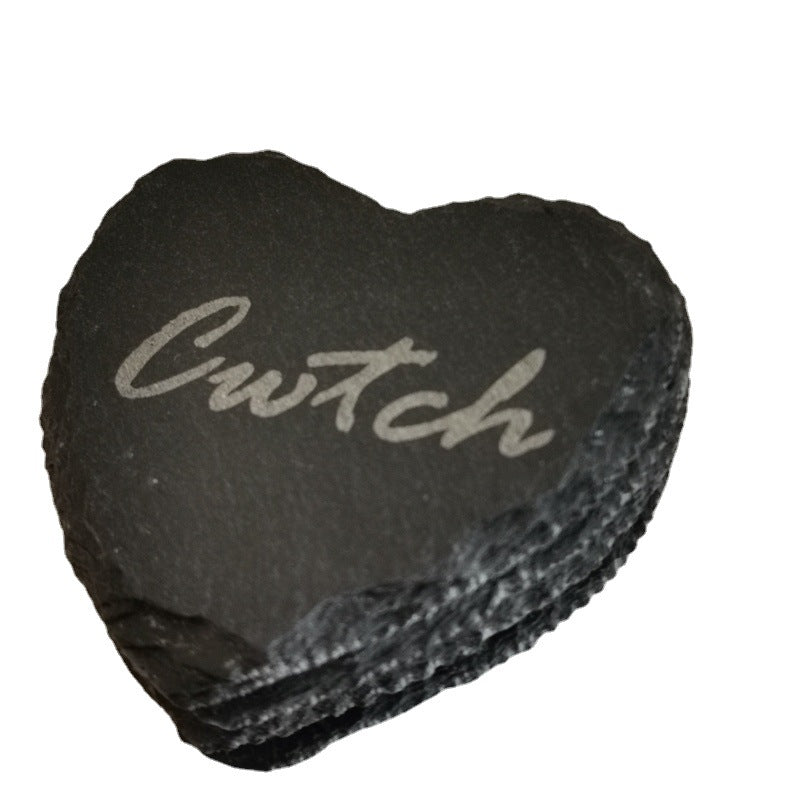 100Pack China Warehouse 10*10CM Black Square,Round,Heart Shape Slate Coasters for Laser Engraving