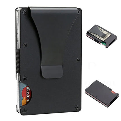 Minimalist Wallet for Men Slim Aluminum  RFID Metal Pocket Wallet with Money Clip Card Holder