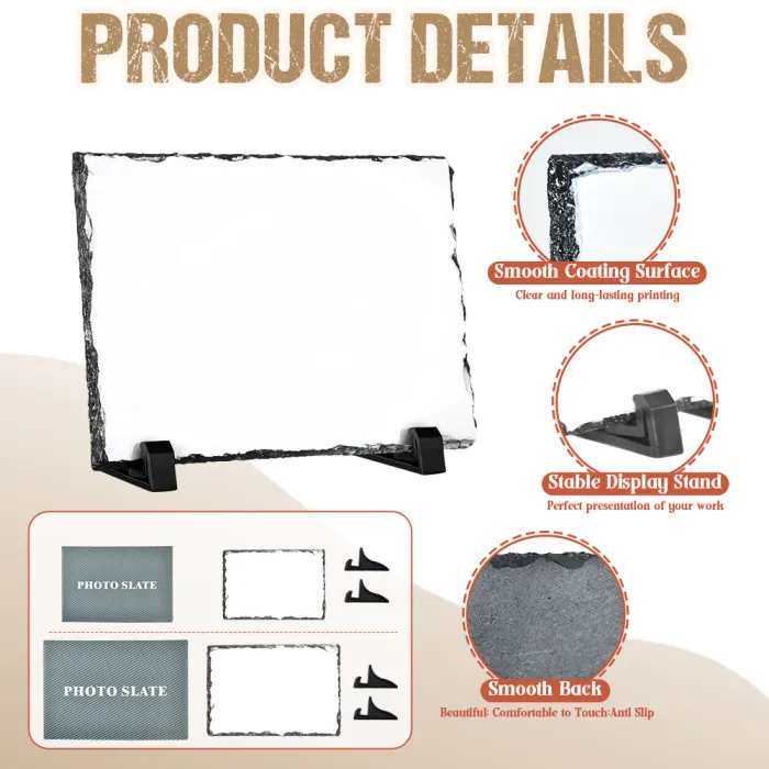 6*8 inch Blank Sublimation Rock Slate Photo Slates Square Heart Rectangle Shape 20pack USA Warehouse