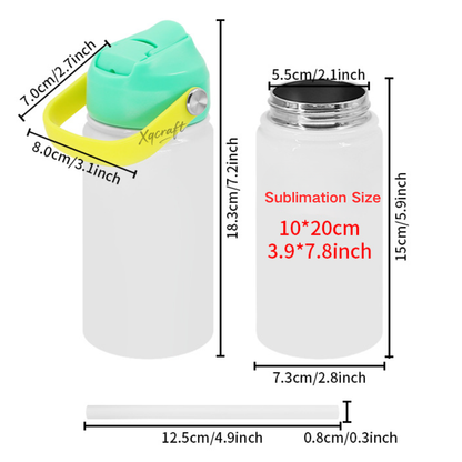 15oz Kids Blank Sublimation Water Bottles with Flip Straw Colorful Lids and Handle 25Pack China Warehouse