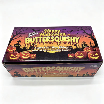 72 Pack Flour-filled TPR Butter Squishy Stress Relief Fidget Toy with PVC Gift Box Yellow Pink Halloween Style China Warehouse