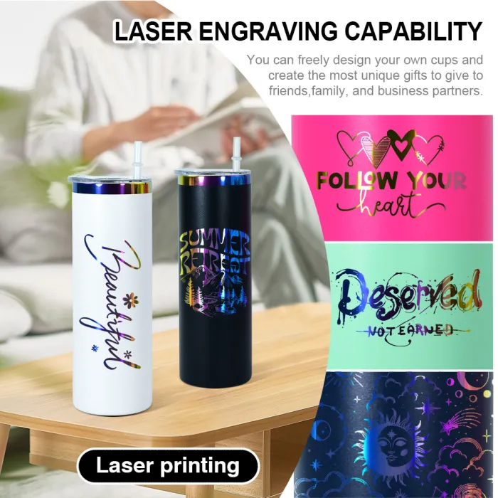 20oz 🌈Rainbow Underneath Skinny&Car Tumblers for Laser Engraving 8 Colors Mix 25 Pack USA Warehouse