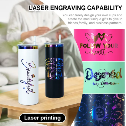 20oz 🌈Rainbow Underneath Skinny&Car Tumblers for Laser Engraving 8 Colors Mix 25 Pack USA Warehouse