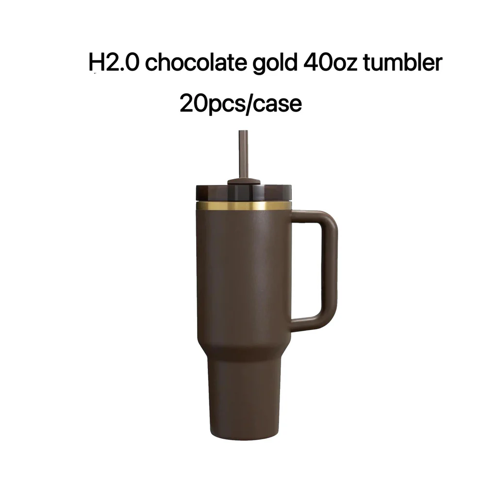 20 Pack 40oz Gold Plated Chocolate Color Quencher Tumblers for Laser Engraving H2.0 Style Double Wall Travel Mugs