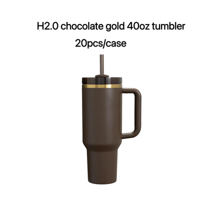 20 Pack 40oz Gold Plated Chocolate Color Quencher Tumblers for Laser Engraving H2.0 Style Double Wall Travel Mugs