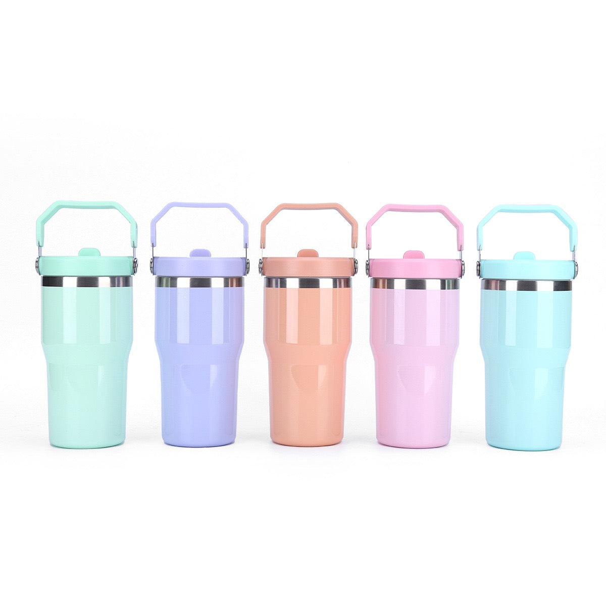 25 Pack USA Warehouse 20oz Glossy Macaron Color Blank Sublimation Flip Straw Tumblers for Heat Press Sublimatio