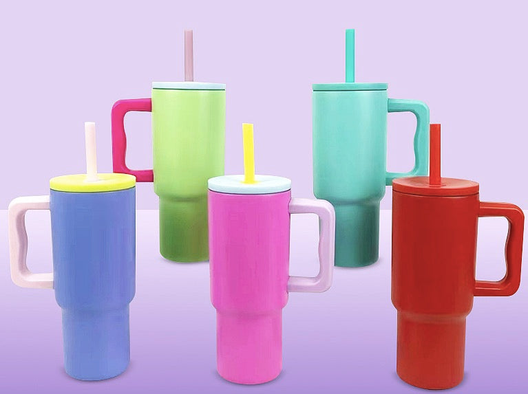 25 Pack China Warehouse 24oz Simple Modern Style Powder Coating Tumblers with Handle for Laser Engraving