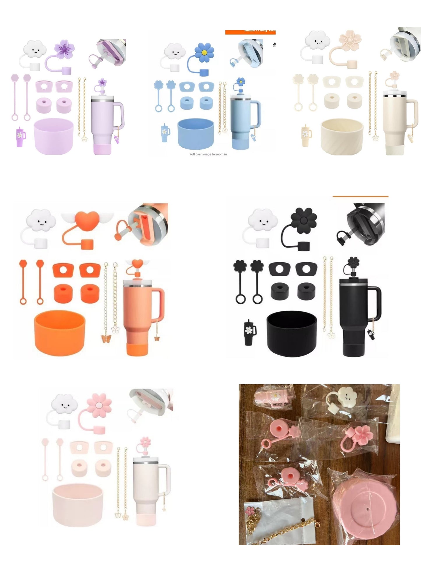 50 Sets China Warehouse 11pcs Set 30oz 40oz Spill-Proof Silicone Stopper Accessory Sets Compatible with Quencher H2.0 Flowstate Tumbler