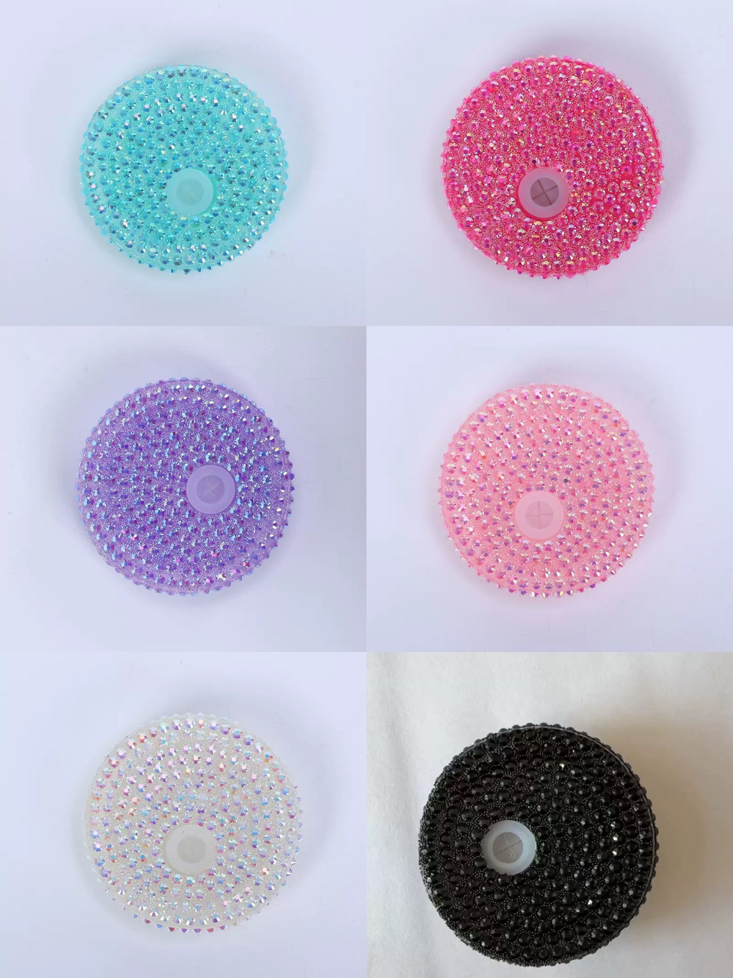 50Pack 100Pack Many Colors 16oz Plastic Lids Bling Rhinestone Lids and Silicone Lids Cover for 16oz Glass Can