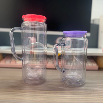 16oz 20oz Snow Globe Plastic Can with Handle Pre Drilled Hole and With Plug 25 Pack China Warehouse