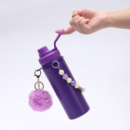 18oz Powder Coated Water Bottles With Portable Carrying Strap and Key Pendant 25Pack China Warehouse