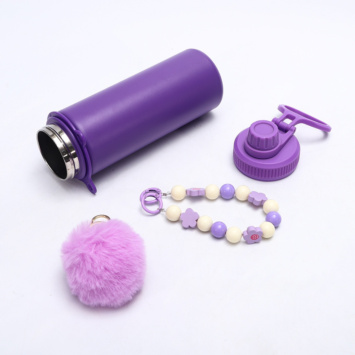 18oz Powder Coated Water Bottles With Portable Carrying Strap and Key Pendant 25Pack China Warehouse