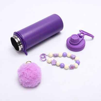 18oz Powder Coated Water Bottles With Portable Carrying Strap and Key Pendant 25Pack China Warehouse