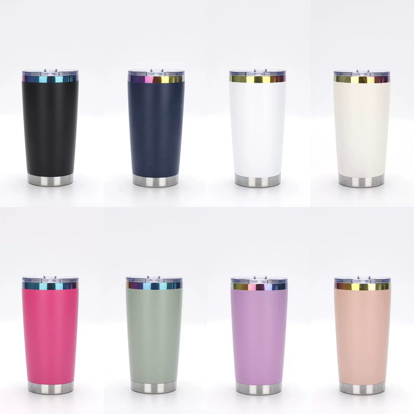 20oz Rainbow Plated Car Tumblers for Laser Engraved 8 Colors Mix 25 Pack China Warehouse