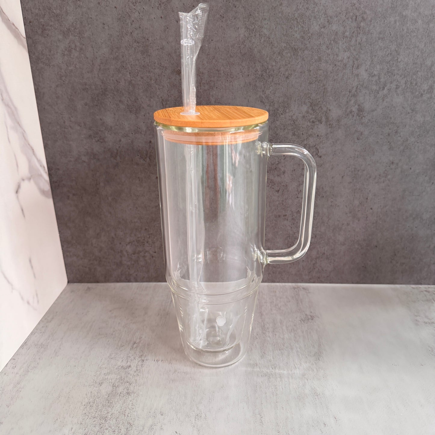 32oz 40oz Snow Globe Glass Can with Handle for Sublimation Pre Drilled Hole and with Plug 12Pack China Warehouse