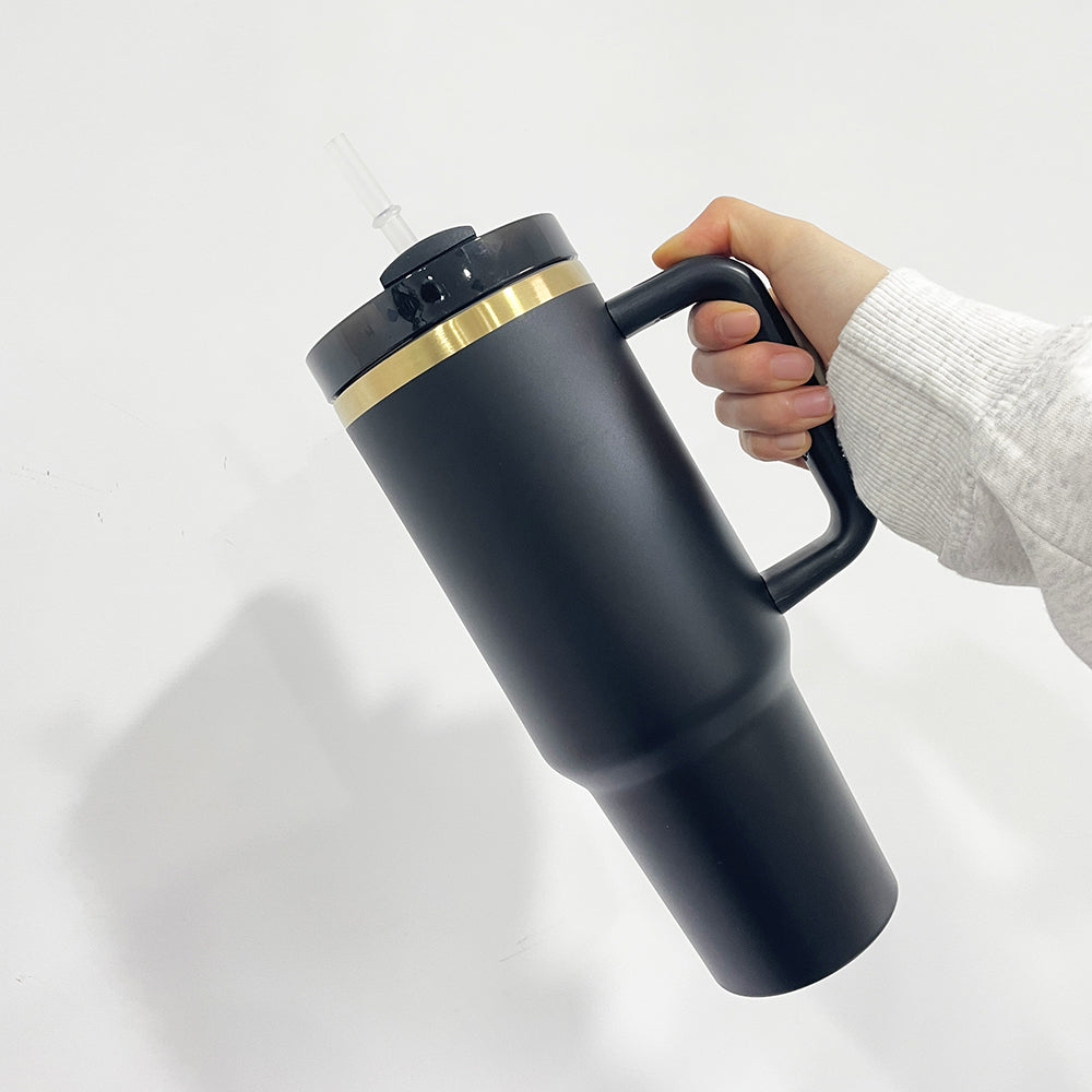 H2.0 40oz 💛Matt Gold Underneath Powder Coated Tumblers for Laser Engraved 20Pack China Warehouse