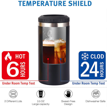 16oz Colorful Powder Coated Cooler Can with Two Lids for Laser Engraving 50Pack China Warehouse