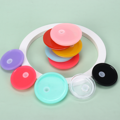16oz Glass Can Plastic Lids Macaron Color Cover for Cups 80Pack USA Warehouse