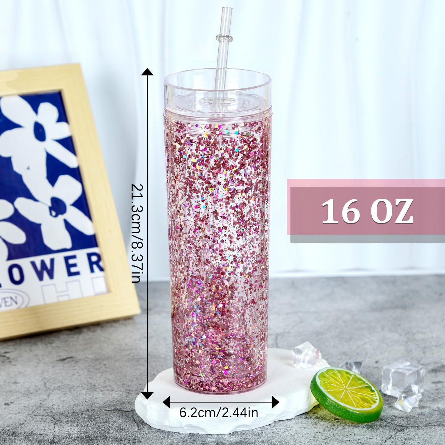 16oz Snow Globe Plastic Skinny Cups Clear Pre Drilled Hole Style 25 Pack 50 Pack China Warehouse