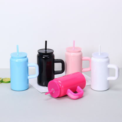 16oz Sublimation Glossy Macaron Color Mugs Stainless Steel Tumblers with Handle 25 Pack China Warehouse