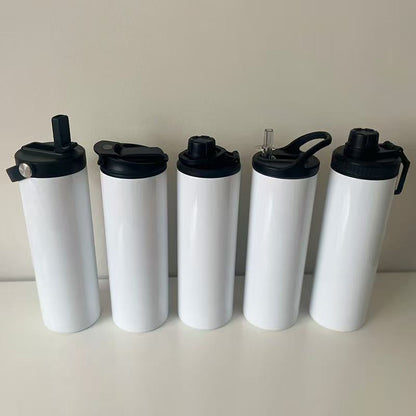 20oz White Blank Sublimation Water Bottles with Handle Lids 25 Pack USA Warehouse