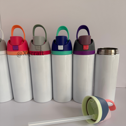 24oz White Glossy Subliamtion Owala Style Water Bottles with Leak Proof Lids 24Pack China Warehouse