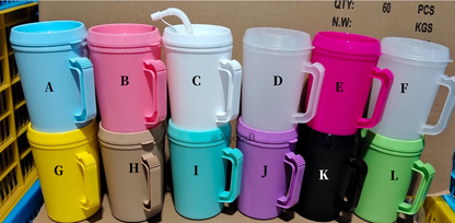 BPA Free 34oz Plastic Mugs for UV DTF Wraps Color Cute Style Travel Cups 24 Pack China Warehouse