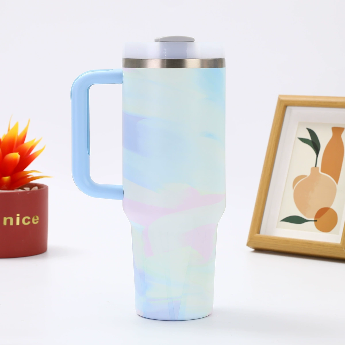 H2.0 40oz Warm Serene Brushstrokes Tie Dye Quencher Tumblers For Laser Engraving 20Pack China Warehouse