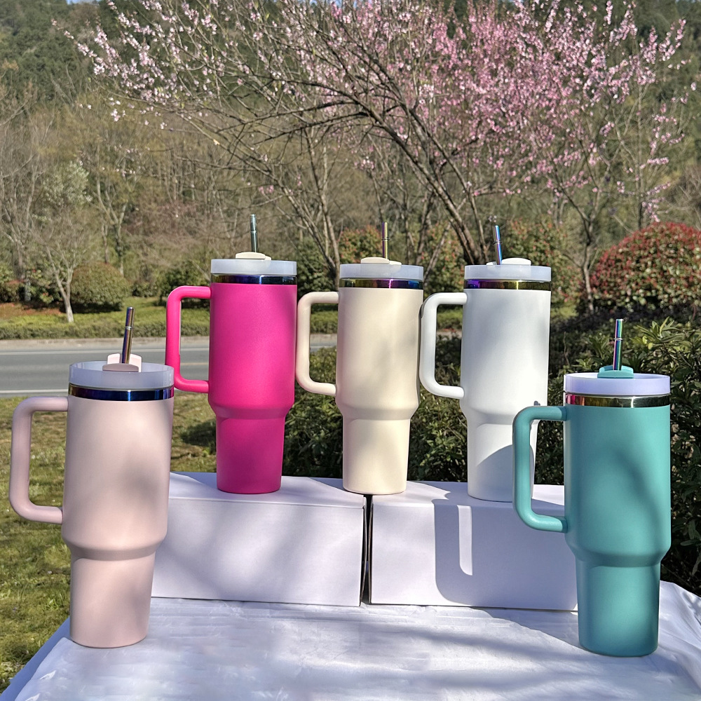 40oz 🌈Rainbow Plated Tumblers Powder Coated Quencher Tumbler with Meatl Straw for Laser Engraving 20Pack China