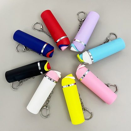 Mini Stanley Tumbler Cup Shape Keychain Lip Balm Handbag Charm Key Ring 100 Pack USA Warehouse