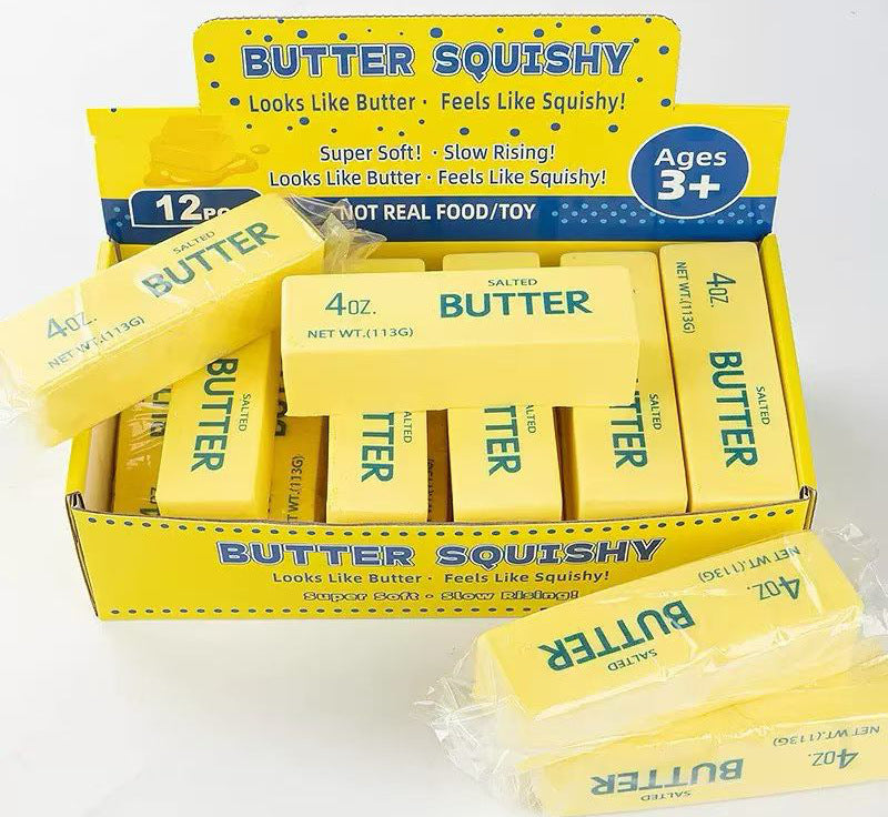 72 Pack Flour-filled TPR Butter Squishy Stress Relief Fidget Toy with PVC Gift Box Yellow Pink Halloween Style China Warehouse