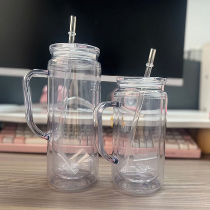 16oz 20oz Snow Globe Plastic Can with Handle Pre Drilled Hole and With Plug 25 Pack China Warehouse