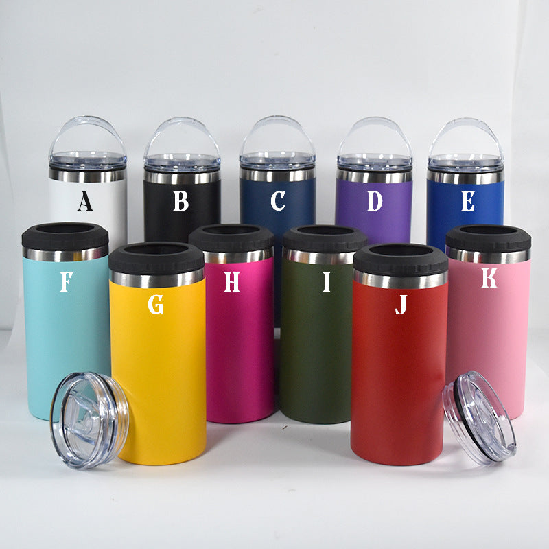 16oz Powder Coated Cooler Can with Two Lids and Bottom with Opener 4 in one Tumblers for Laser Engraved 25Pack USA Warehouse