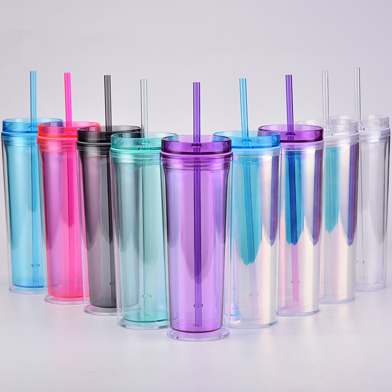 16oz Pre Drilled Hole Snow Globe Skinny Plastic Cups for UV DTF Wraps 25Pack 50Pack China Warehouse
