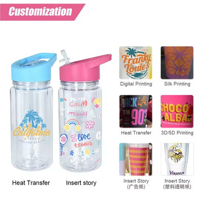 10oz Kids Double Wall Snow Globe Plastic Cups With Plug and Pre-drilled Hole 50Pack USA Warehouse